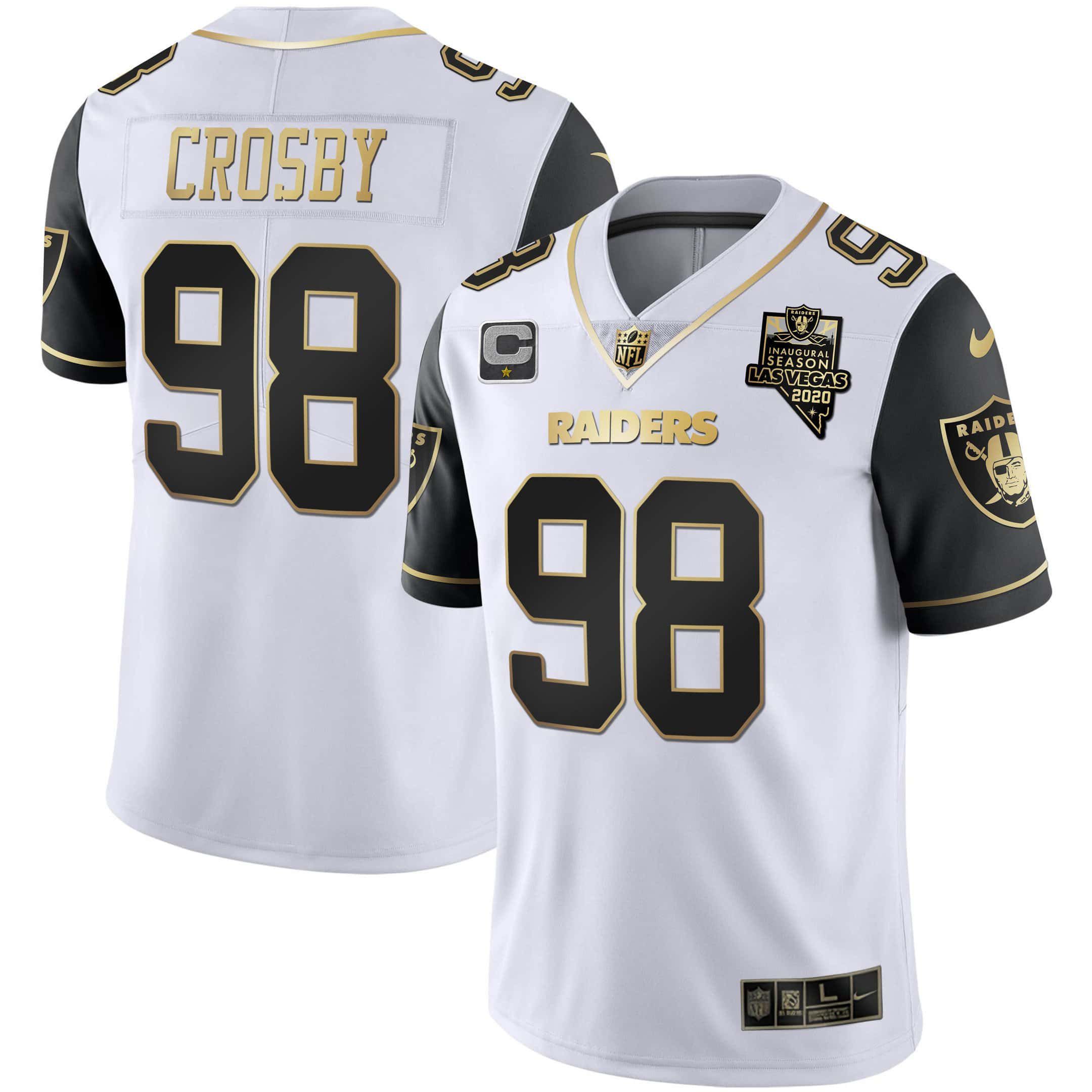 Men Oakland Raiders #98 Crosby 2024 Nike Vapor White Gold & Black Inverted Limited NFL Jersey style 1->indianapolis colts->NFL Jersey